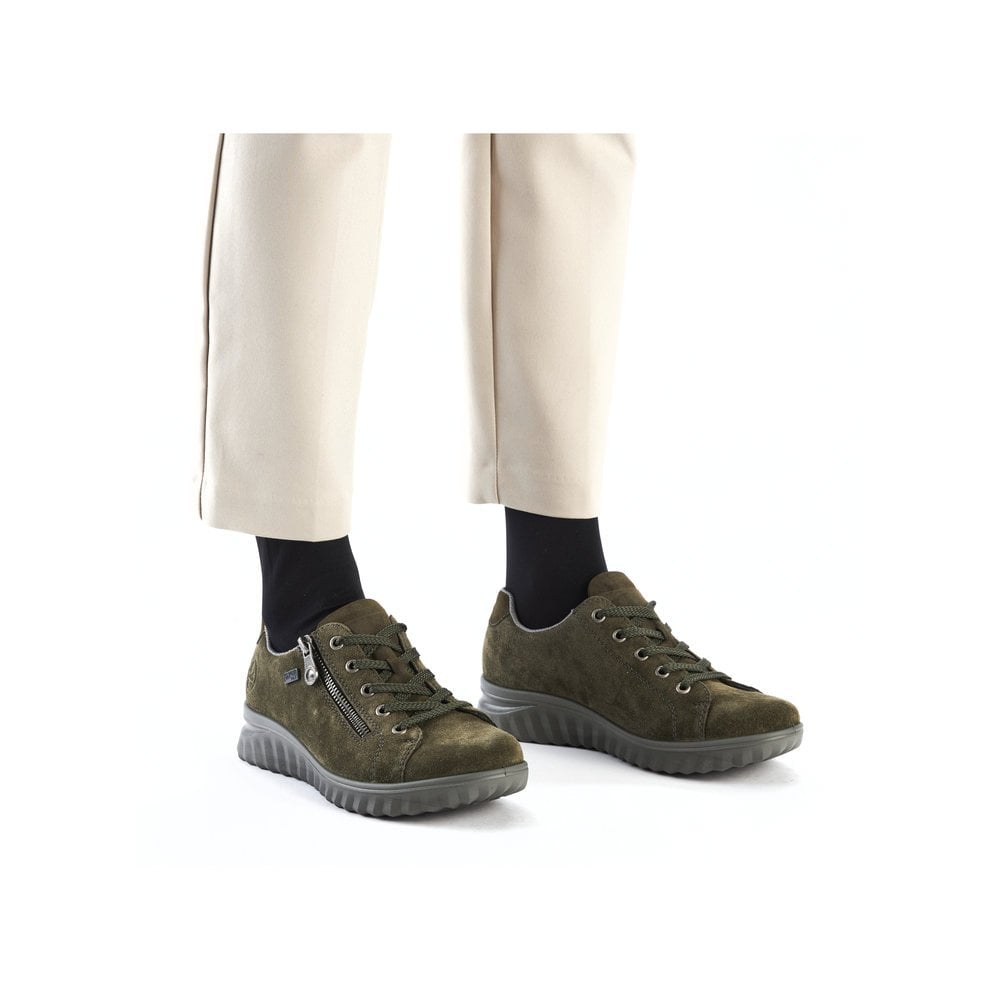 Rieker Etta 59000 Suede Zip/Lace-up Tex Trainer - Green - image 009 |ww_colour=green|ww_order=009|