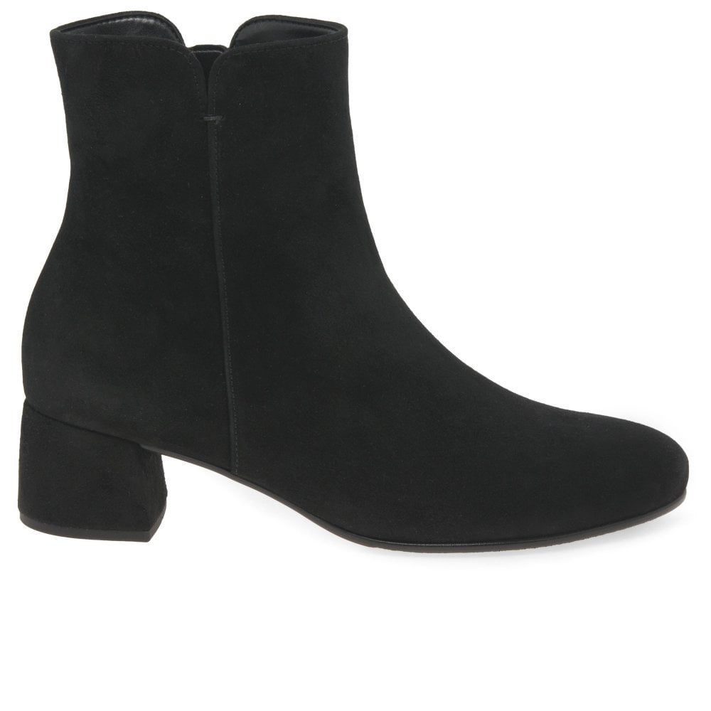 Gabor Abbey Zip Up Ankle Boot - Black Suede - image 002 |ww_colour=black-suede|ww_order=002|