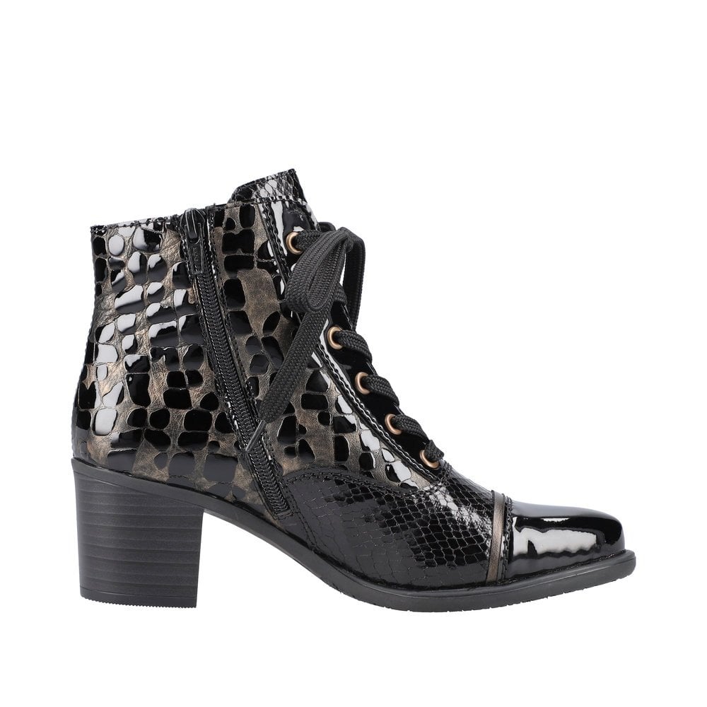 Rieker Y2032 Heeled Lace/Zip up Ankle Boot - Black Combi - image 002 |ww_colour=black-combi|ww_order=002|