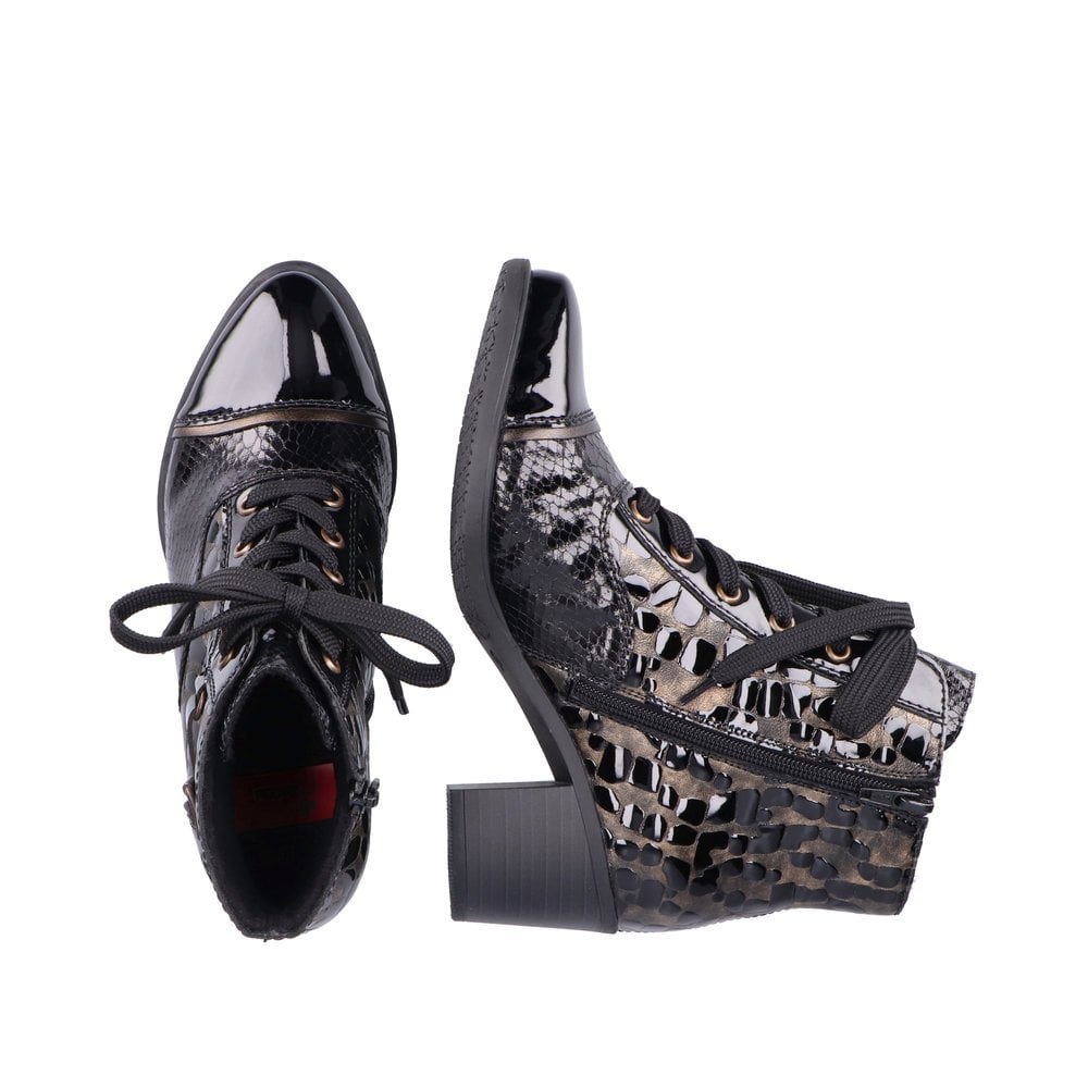 Rieker Y2032 Heeled Lace/Zip up Ankle Boot - Black Combi - image 004 |ww_colour=black-combi|ww_order=004|