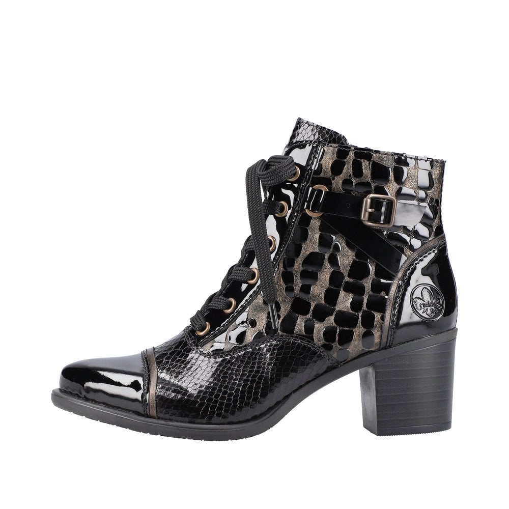 Rieker Y2032 Heeled Lace/Zip up Ankle Boot - Black Combi - image 008 |ww_colour=black-combi|ww_order=008|