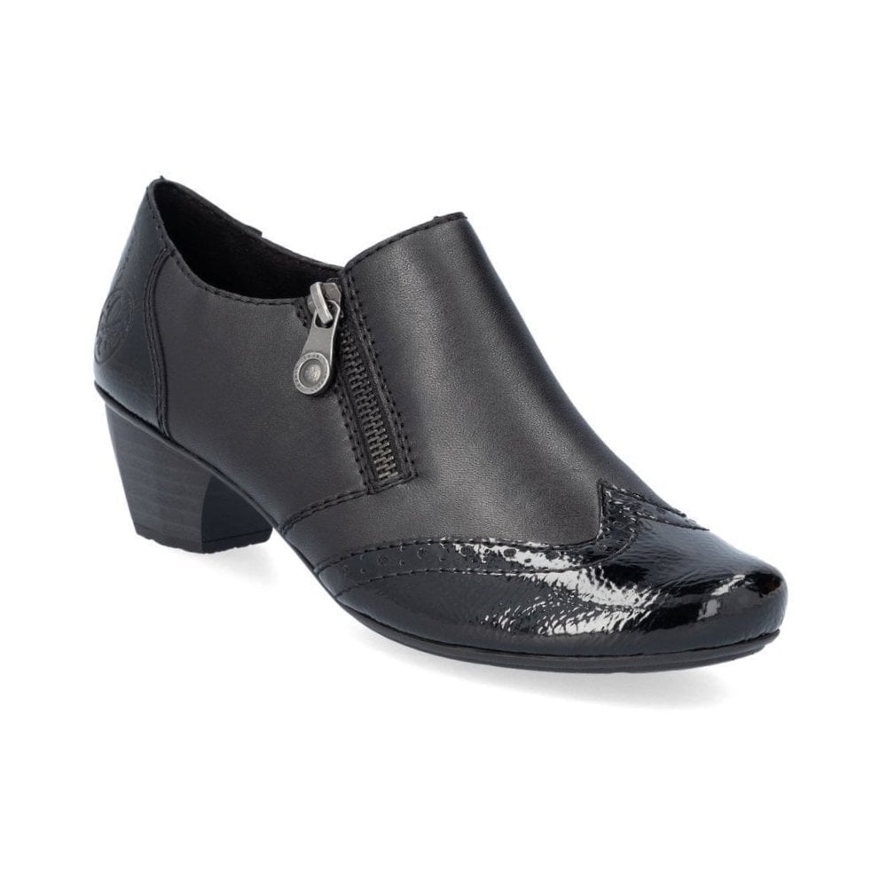 Rieker 41757 Leather Heeled Shoe Boot - Black - image 001 |ww_colour=black|ww_order=001|