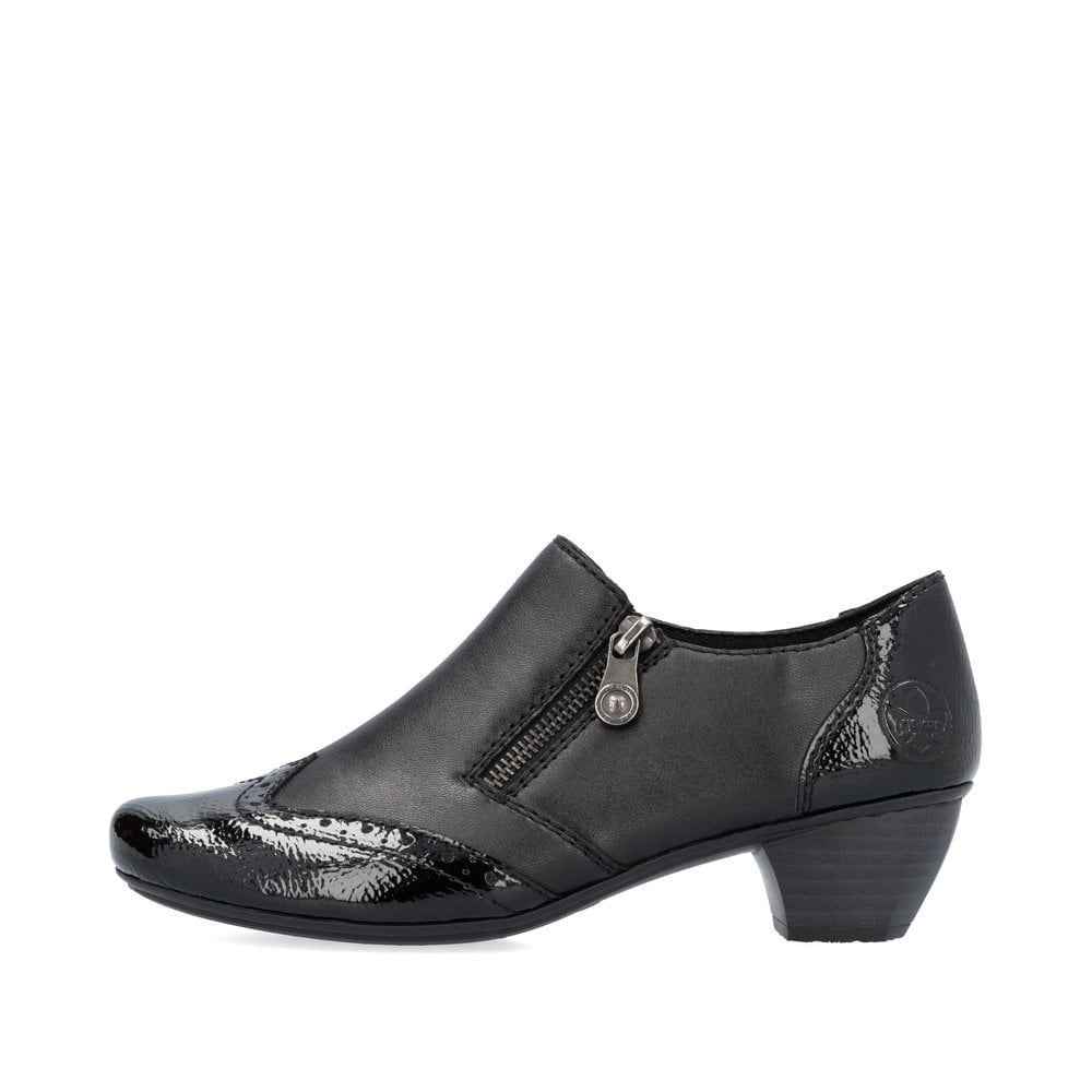 Rieker 41757 Leather Heeled Shoe Boot - Black - image 005 |ww_colour=black|ww_order=005|