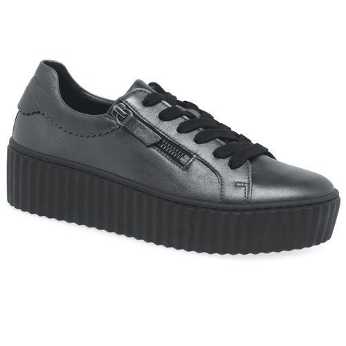 Gabor Dolly Lace/Zip Up Trainers - Antique Silver - image 001 |ww_colour=antique-silver|ww_order=001|