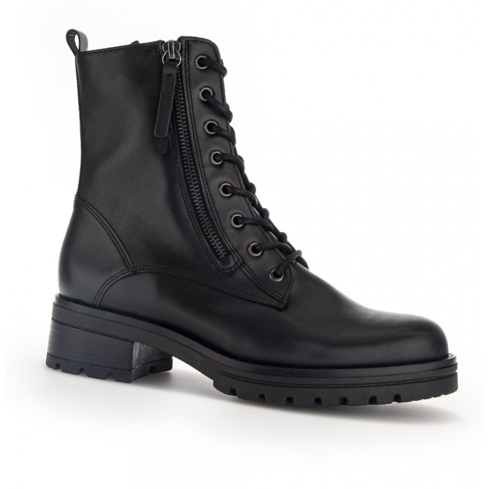 Gabor 785 Serve Lace Up/Zip Up Boot - Black Leather - image 001 |ww_colour=black-leather|ww_order=001|