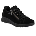 Rieker Etta 59000 Suede Zip/Lace-up Tex Trainer - Black - image 001 |ww_colour=black|ww_order=001|