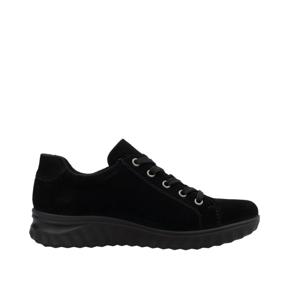 Rieker Etta 59000 Suede Zip/Lace-up Tex Trainer - Black - image 002 |ww_colour=black|ww_order=002|