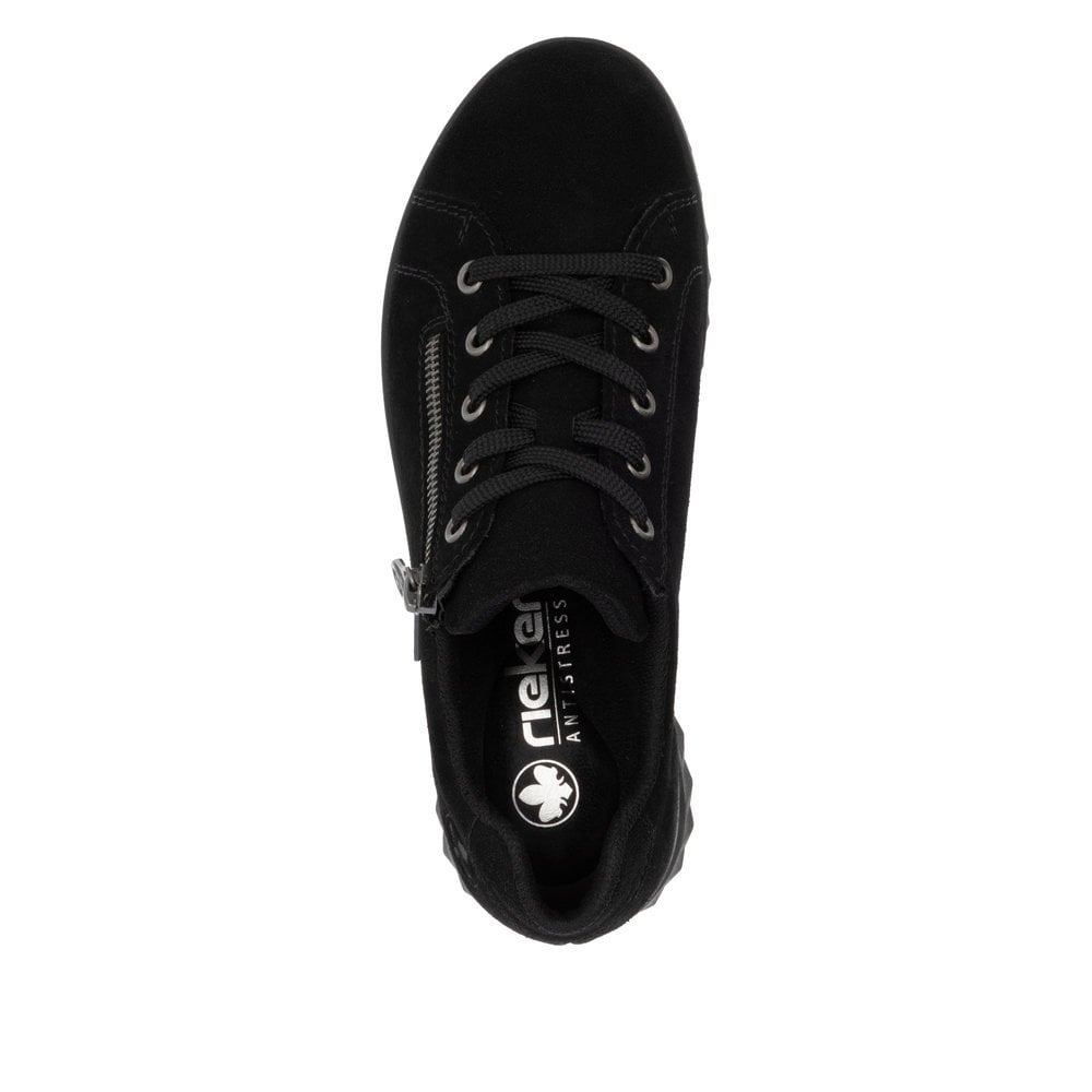 Rieker Etta 59000 Suede Zip/Lace-up Tex Trainer - Black - image 004 |ww_colour=black|ww_order=004|
