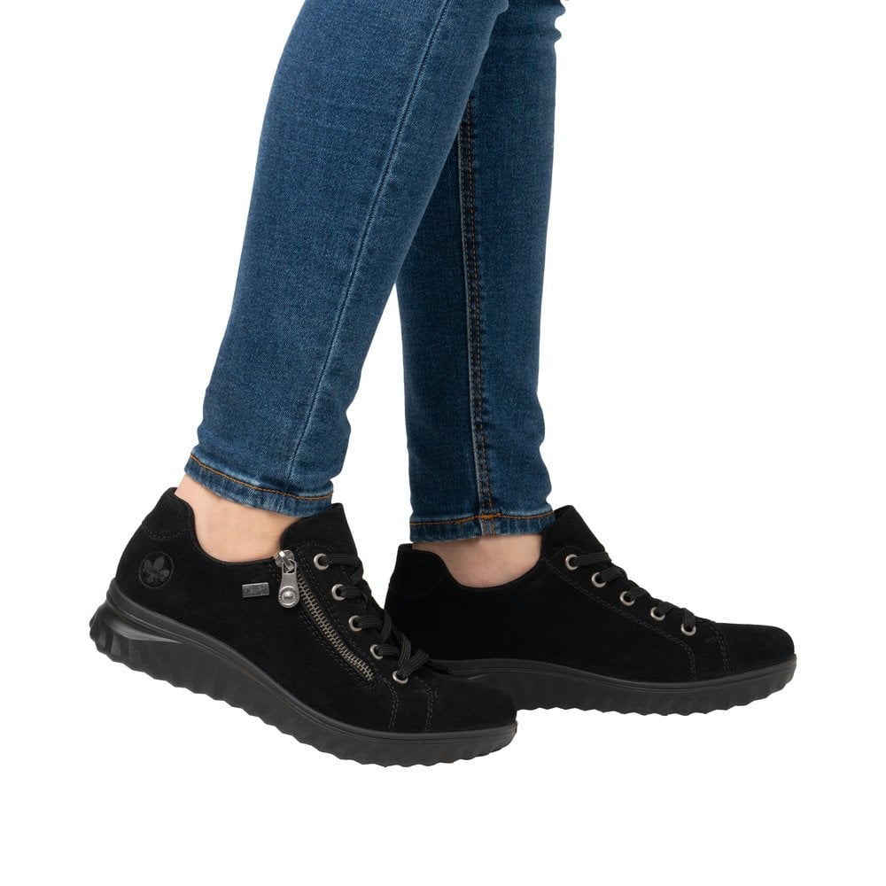 Rieker Etta 59000 Suede Zip/Lace-up Tex Trainer - Black - image 009 |ww_colour=black|ww_order=009|