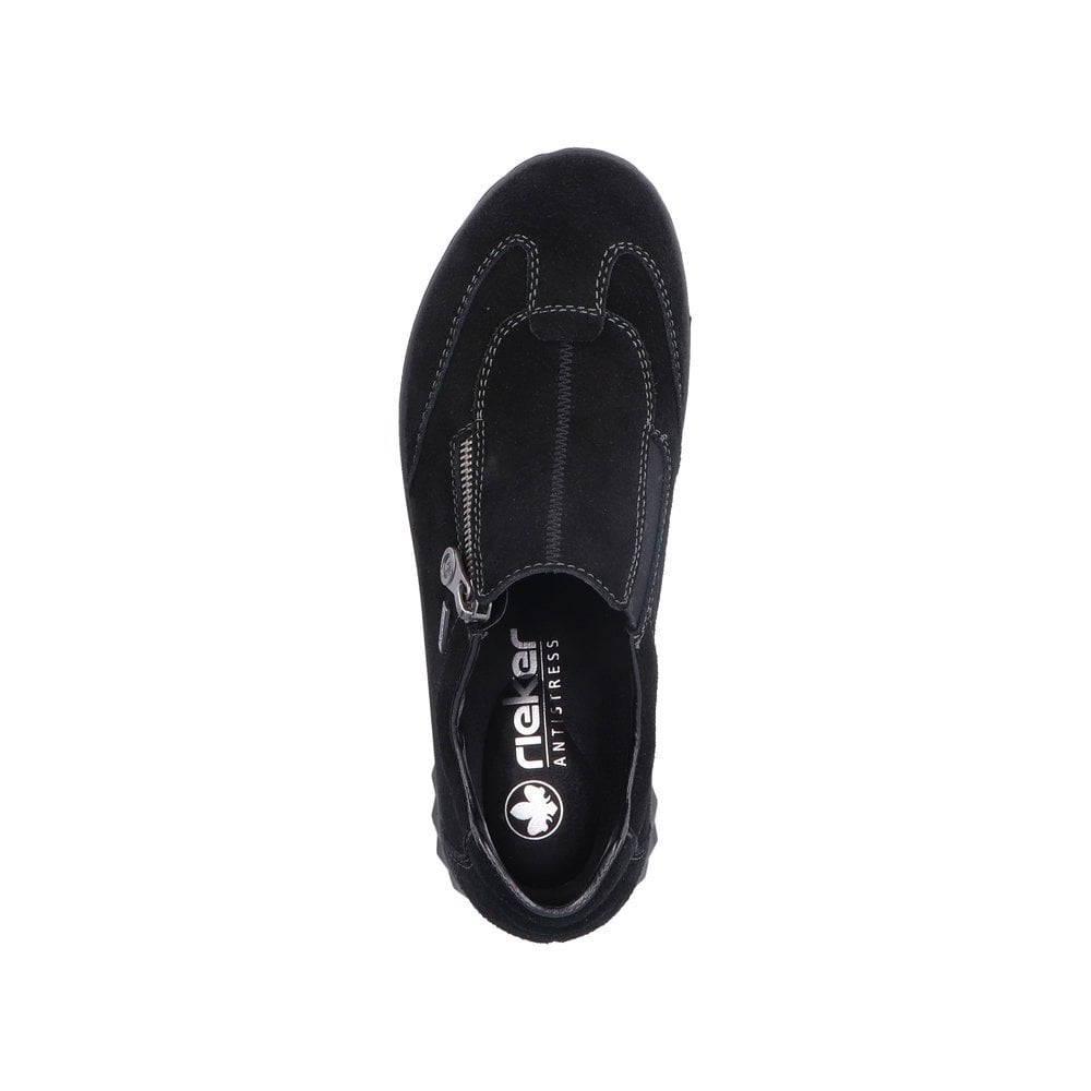 Rieker 59071 Everly Suede Zip-up Casual Trainer Shoe - Black - image 002 |ww_colour=black|ww_order=002|