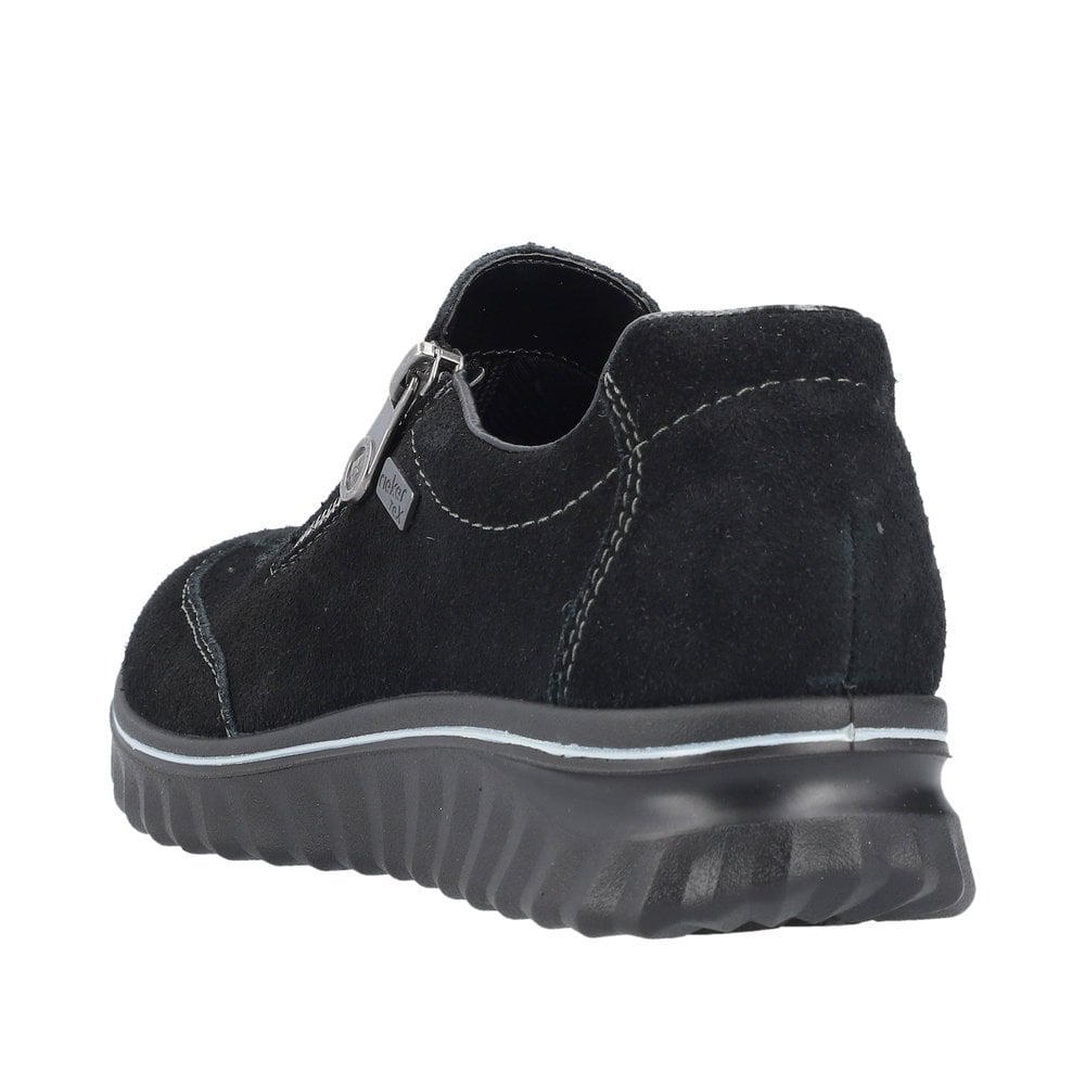 Rieker 59071 Everly Suede Zip-up Casual Trainer Shoe - Black - image 003 |ww_colour=black|ww_order=003|
