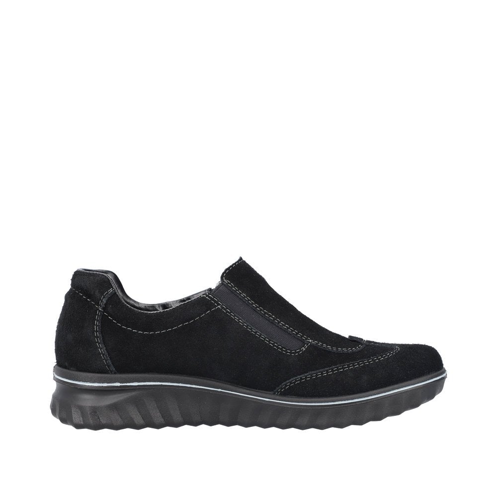 Rieker 59071 Everly Suede Zip-up Casual Trainer Shoe - Black - image 004 |ww_colour=black|ww_order=004|