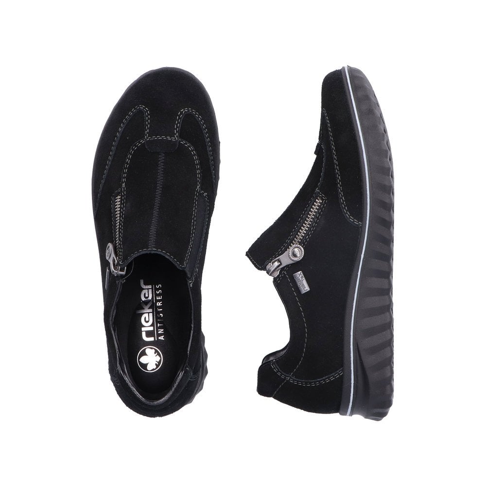 Rieker 59071 Everly Suede Zip-up Casual Trainer Shoe - Black - image 006 |ww_colour=black|ww_order=006|
