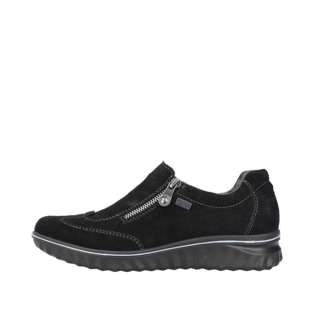 Rieker 59071 Everly Suede Zip-up Casual Trainer Shoe - Black - image 009 |ww_colour=black|ww_order=009|