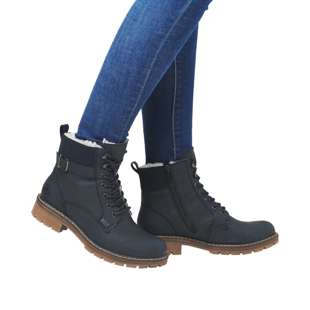 Rieker Y9102 Lace /Zip Up Ankle Boot - Blue - image 009 |ww_colour=blue|ww_order=009|