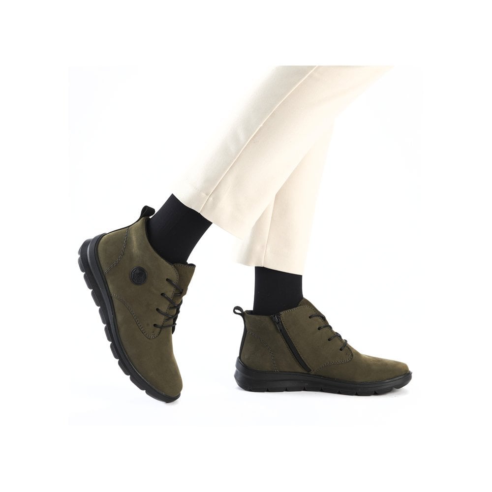 Rieker Lace/Zip up Ankle Boot - Green - image 004 |ww_colour=green|ww_order=004|