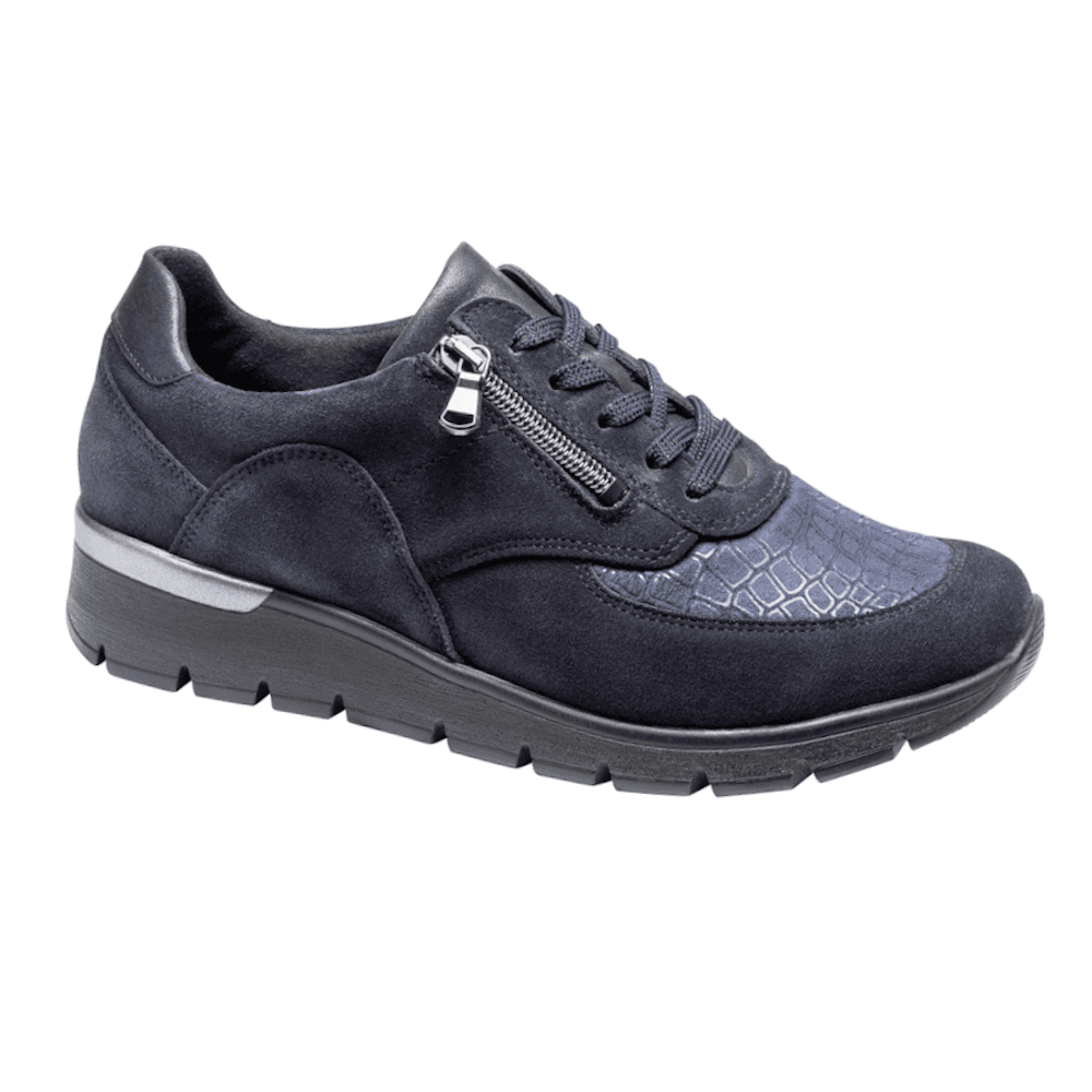 Waldlaufer K Ramona Wide Fit Lace Up/Zip Fastening Shoe - Marine - image 001 |ww_colour=marine|ww_order=001|