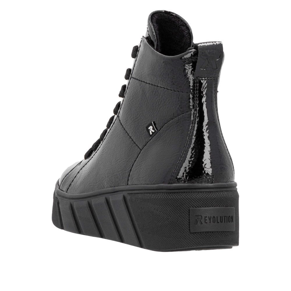 Rieker W0561 Patent Lace Up Boot - Black Patent - image 002 |ww_colour=black-patent|ww_order=002|