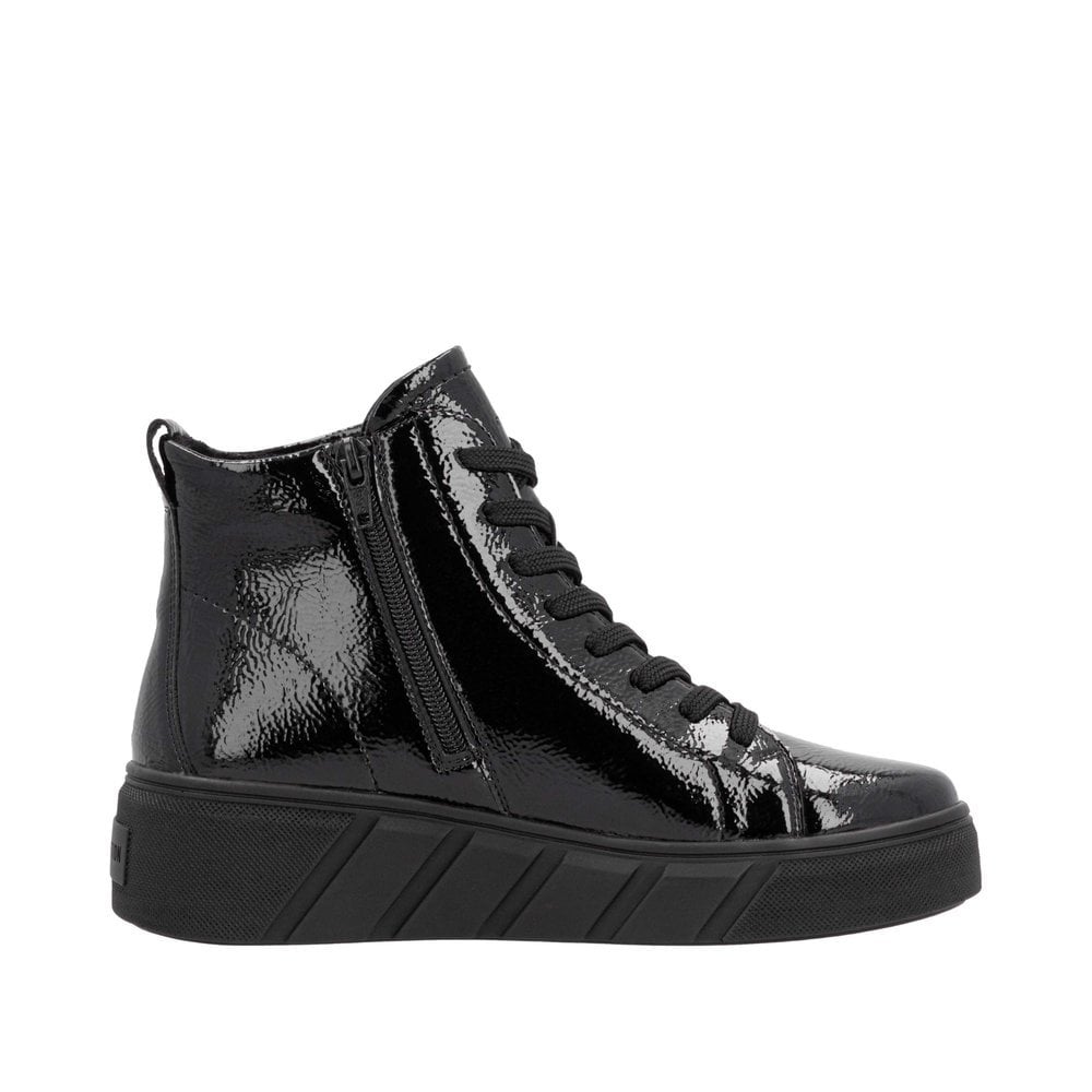 Rieker W0561 Patent Lace Up Boot - Black Patent - image 003 |ww_colour=black-patent|ww_order=003|