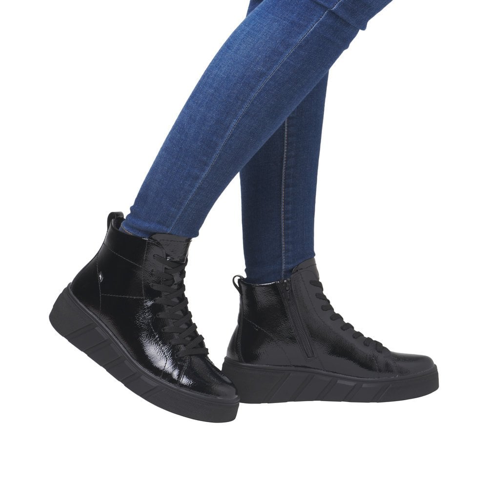 Rieker W0561 Patent Lace Up Boot - Black Patent - image 004 |ww_colour=black-patent|ww_order=004|