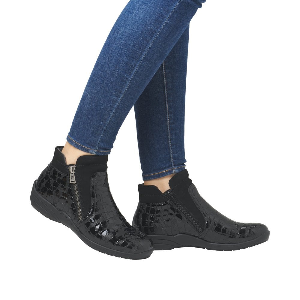 Remonte Zip Up Ankle Boot - Black - image 002 |ww_colour=black|ww_order=002|