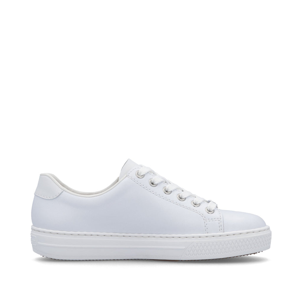 Rieker L59L1 - Lace Up & Zip Fastening Casual Shoe - White Silver - image 004 |ww_colour=white-silver|ww_order=004|