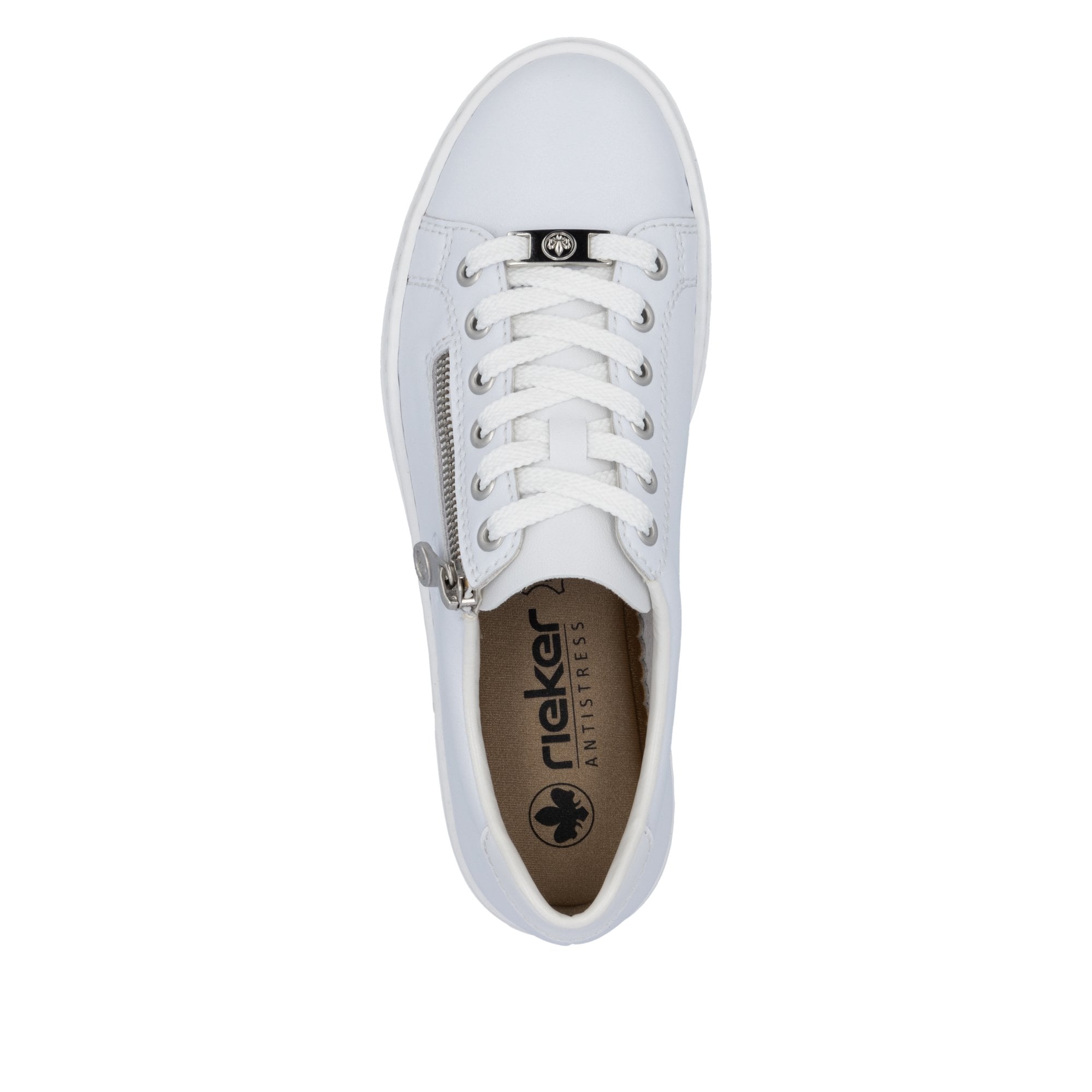 Rieker L59L1 - Lace Up & Zip Fastening Casual Shoe - White Silver - image 005 |ww_colour=white-silver|ww_order=005|