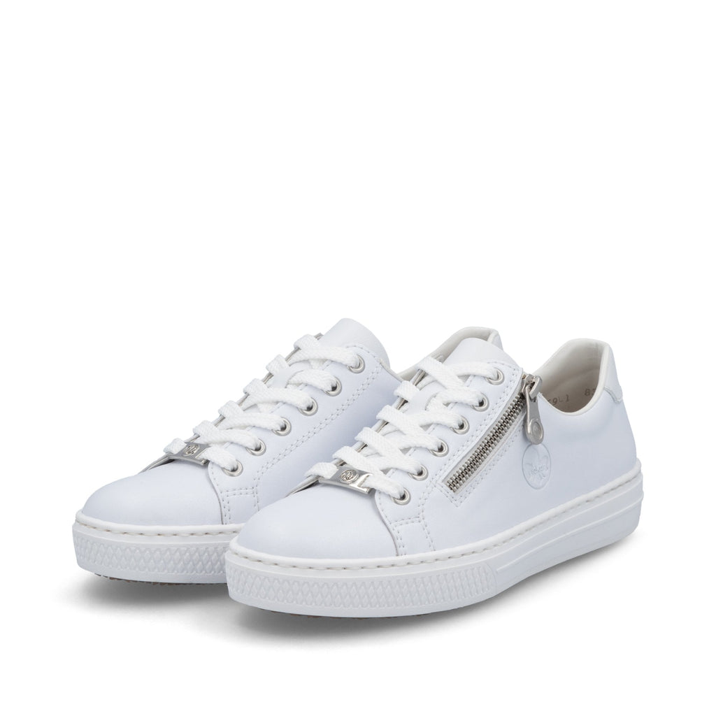 Rieker L59L1 - Lace Up & Zip Fastening Casual Shoe - White Silver - image 007 |ww_colour=white-silver|ww_order=007|