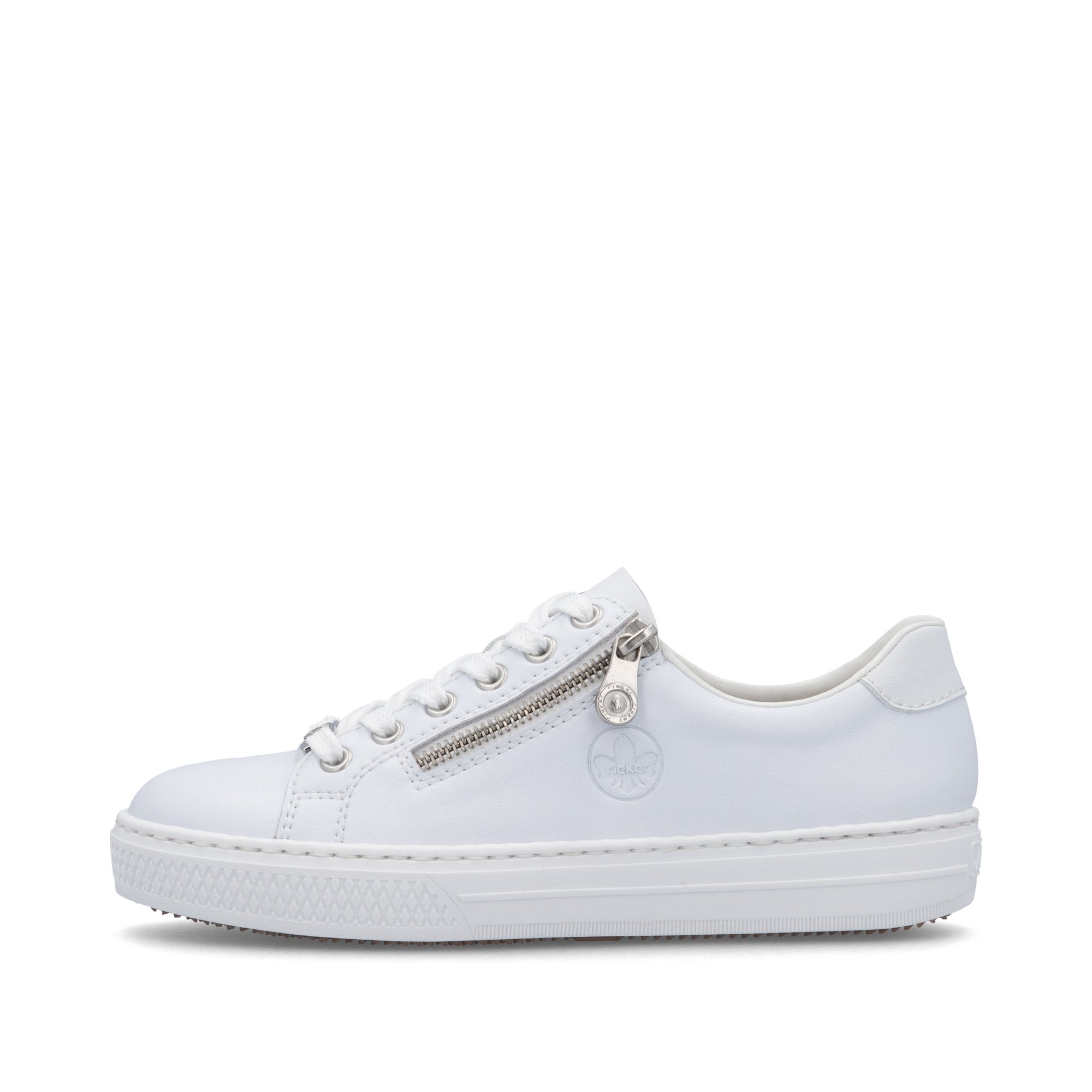 Rieker L59L1 - Lace Up & Zip Fastening Casual Shoe - White Silver - image 008 |ww_colour=white-silver|ww_order=008|