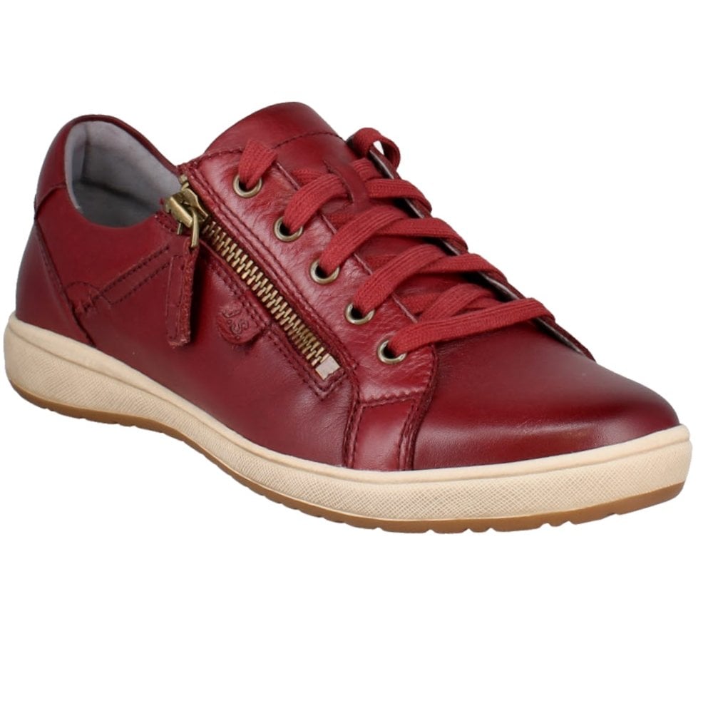 Josef Seibel Caren 12 Lace/Zip-up Leather Trainer - Bordo - image 001 |ww_colour=bordo|ww_order=001|