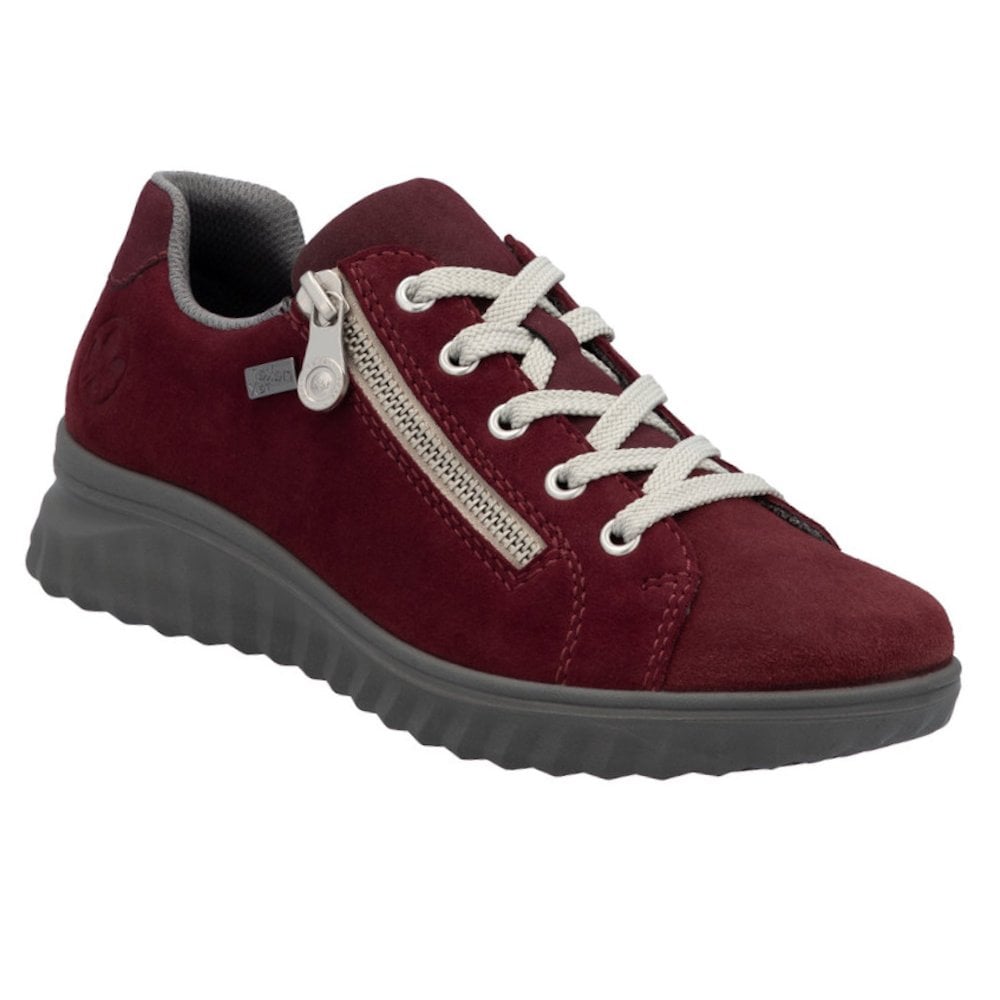 Rieker Etta 59000 Suede Zip/Lace-up Tex Trainer - Red - image 001 |ww_colour=red|ww_order=001|