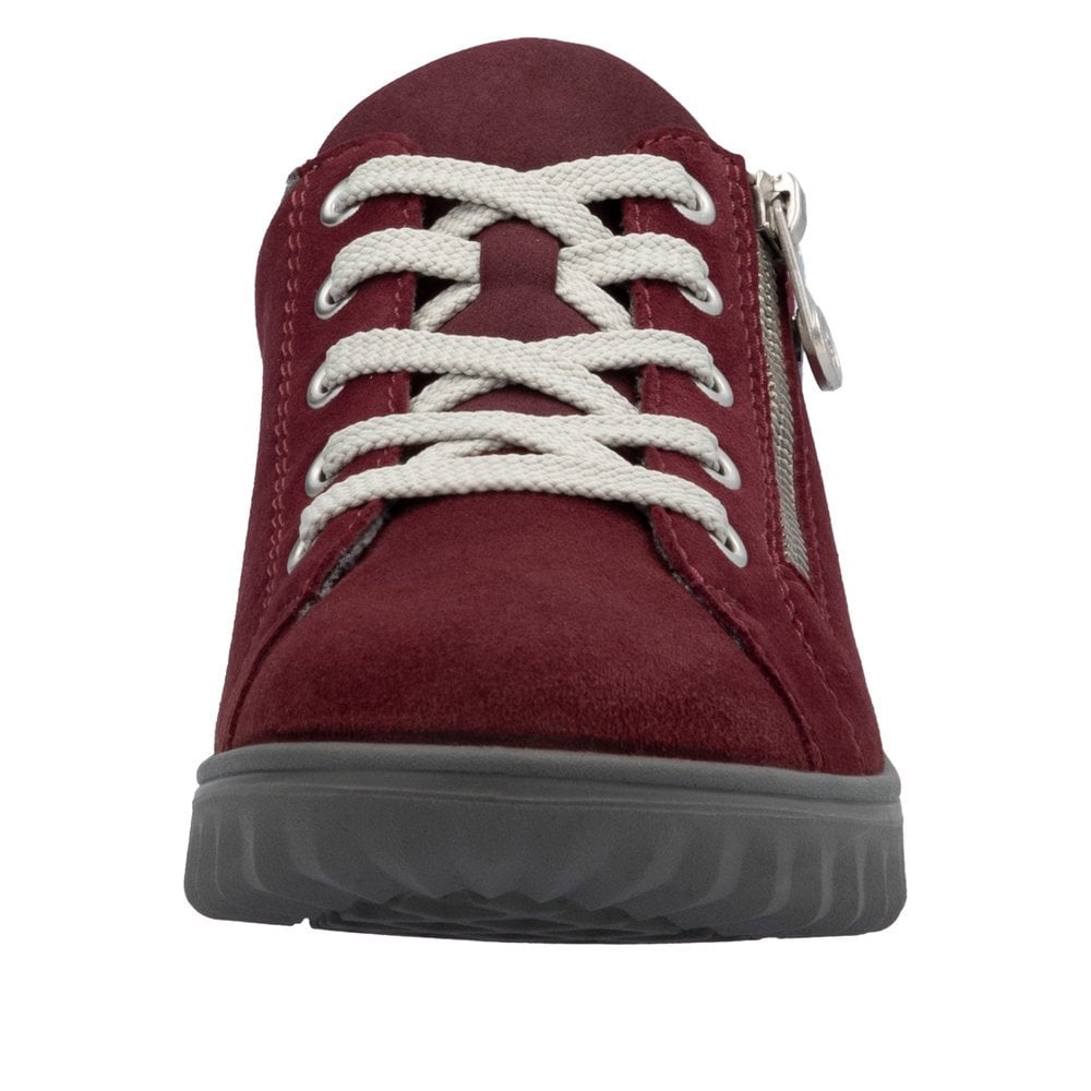 Rieker Etta 59000 Suede Zip/Lace-up Tex Trainer - Red - image 002 |ww_colour=red|ww_order=002|