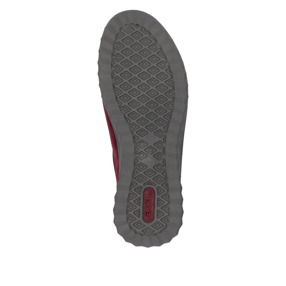 Rieker Etta 59000 Suede Zip/Lace-up Tex Trainer - Red - image 003 |ww_colour=red|ww_order=003|