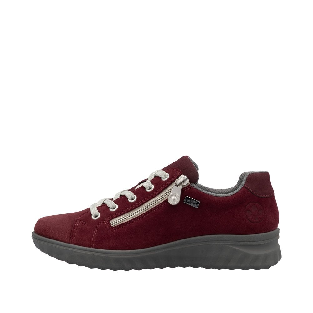 Rieker Etta 59000 Suede Zip/Lace-up Tex Trainer - Red - image 004 |ww_colour=red|ww_order=004|