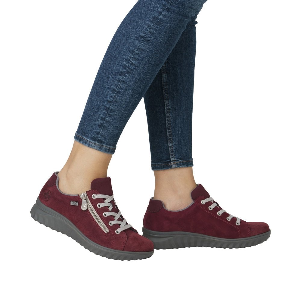 Rieker Etta 59000 Suede Zip/Lace-up Tex Trainer - Red - image 009 |ww_colour=red|ww_order=009|