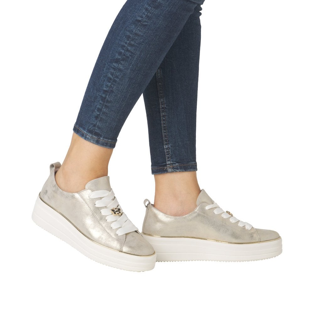 Remonte D1C03 Lace Up Casual Shoes Bee/Butterfly Accessory - Gold - image 002 |ww_colour=gold|ww_order=002|