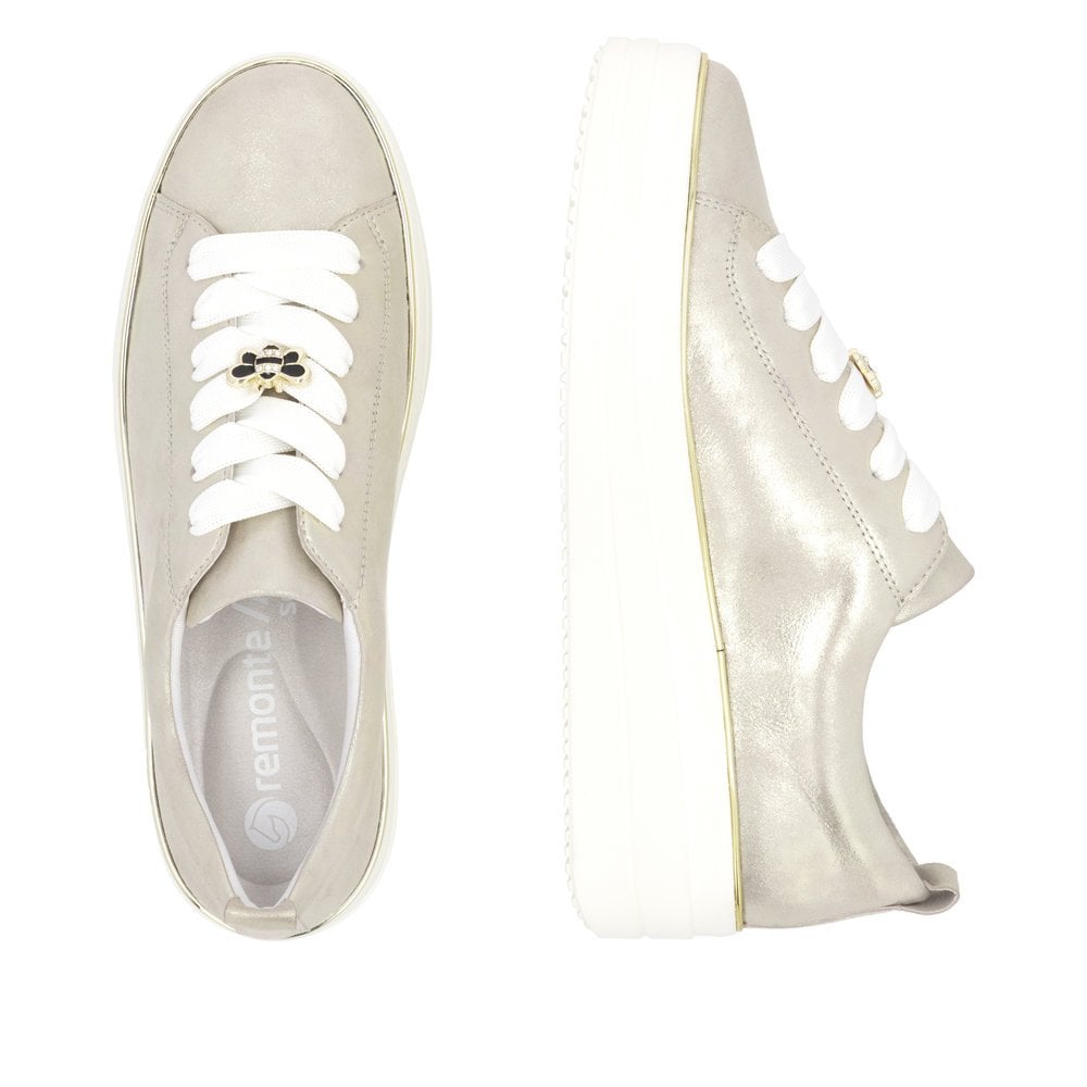 Remonte D1C03 Lace Up Casual Shoes Bee/Butterfly Accessory - Gold - image 004 |ww_colour=gold|ww_order=004|