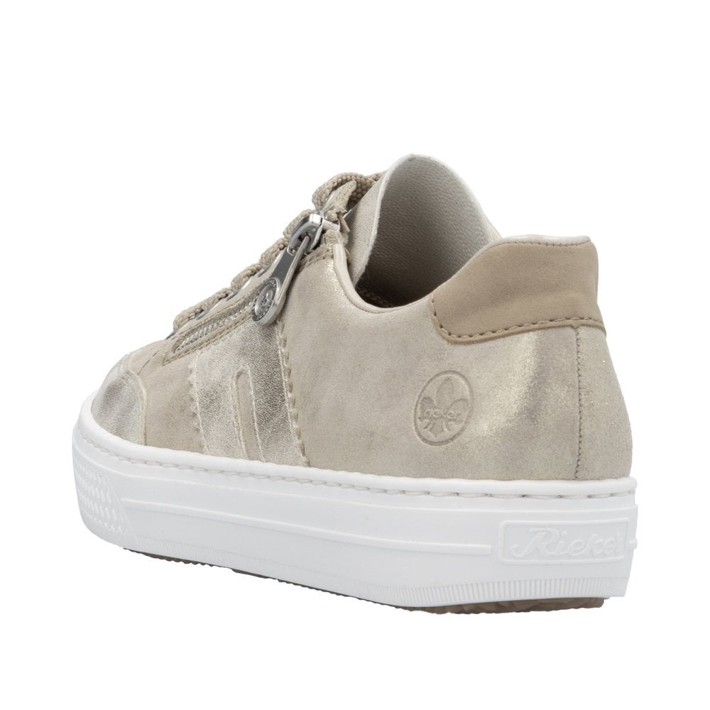 Rieker L5903 Leather Lace-up/Zip Trainer - Beige - image 004 |ww_colour=beige|ww_order=004|