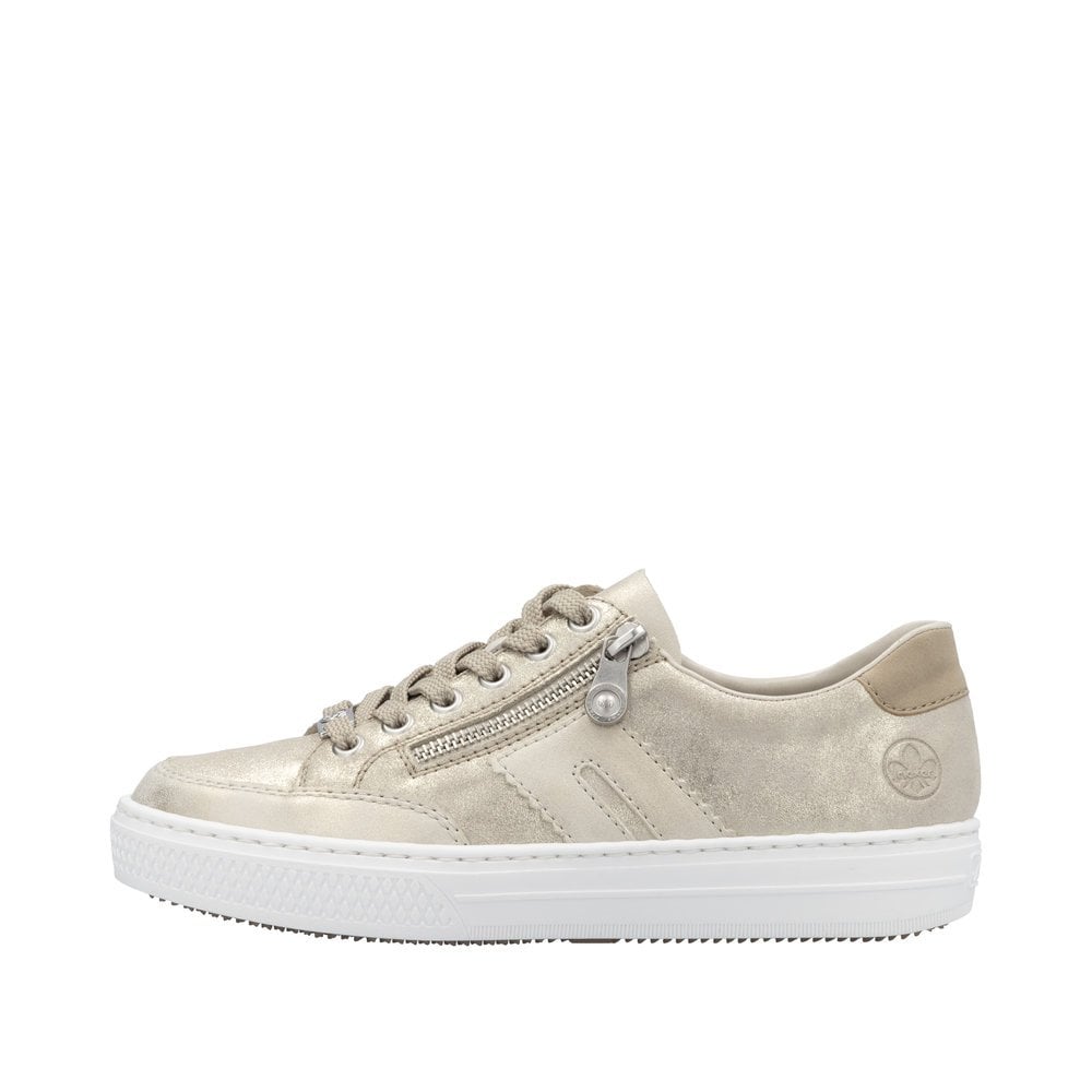 Rieker L5903 Leather Lace-up/Zip Trainer - Beige - image 005 |ww_colour=beige|ww_order=005|