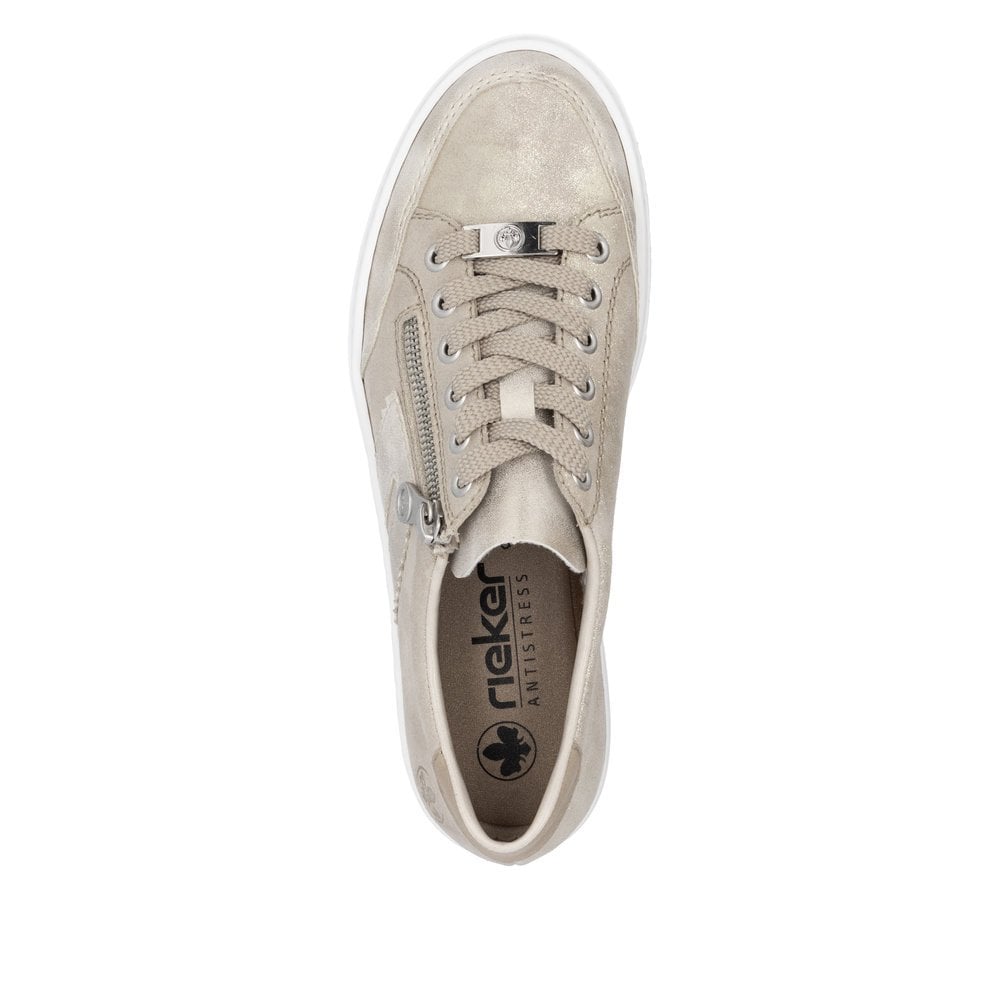 Rieker L5903 Leather Lace-up/Zip Trainer - Beige - image 008 |ww_colour=beige|ww_order=008|