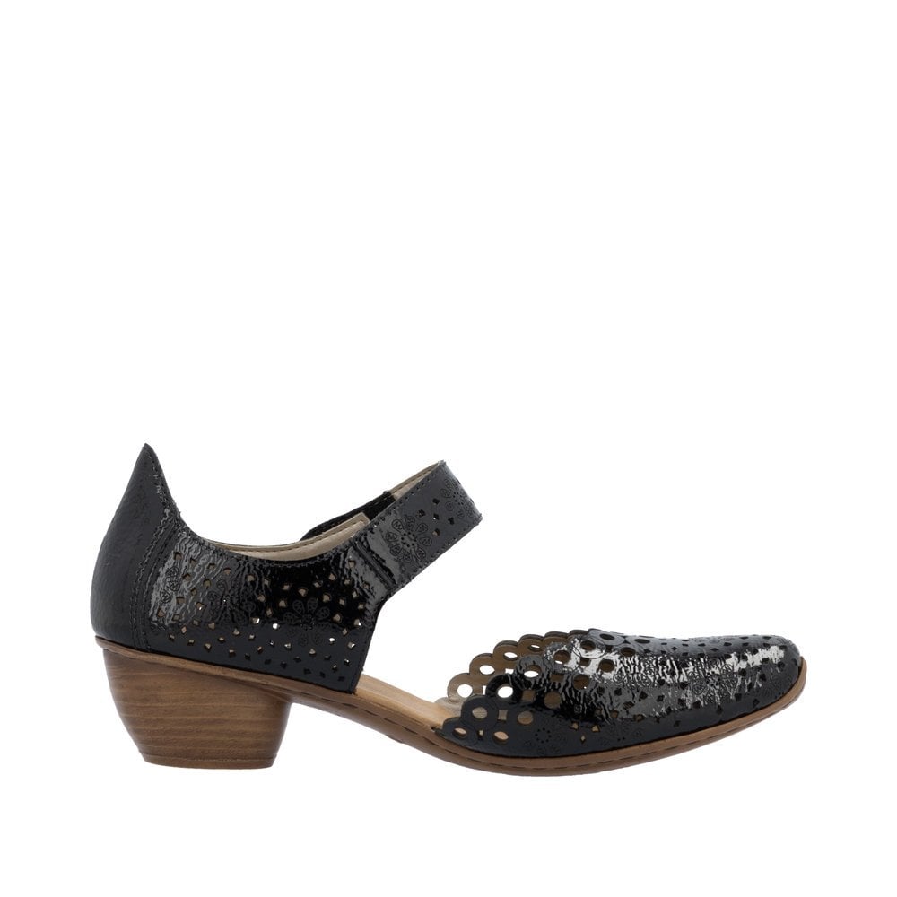Rieker 43753 Heeled Summer Shoe - Black Patent - image 002 |ww_colour=black-patent|ww_order=002|