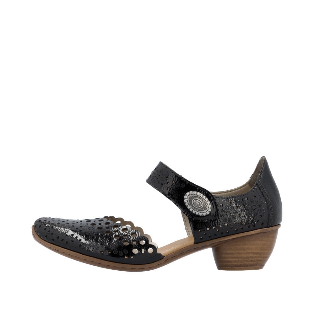 Rieker 43753 Heeled Summer Shoe - Black Patent - image 004 |ww_colour=black-patent|ww_order=004|