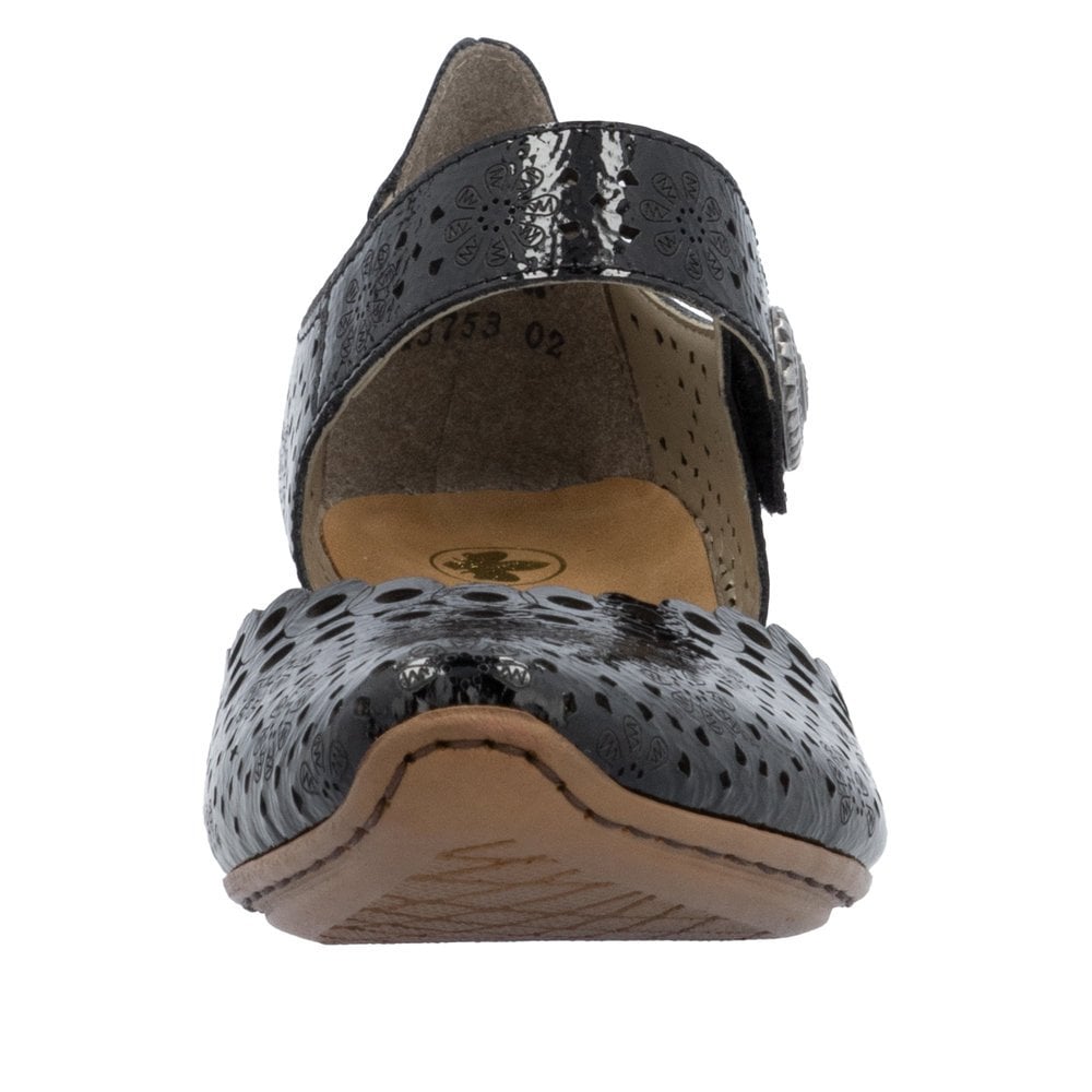 Rieker 43753 Heeled Summer Shoe - Black Patent - image 005 |ww_colour=black-patent|ww_order=005|