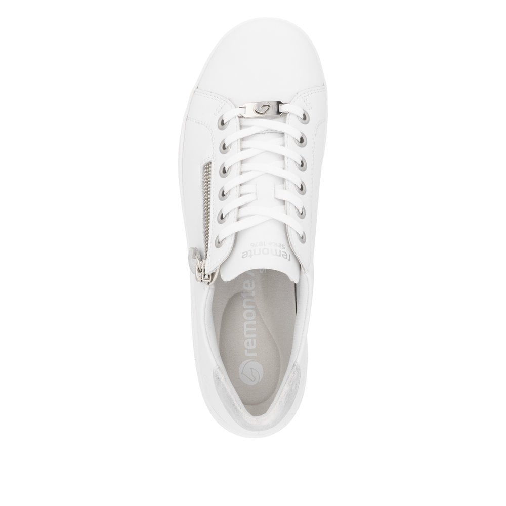 Remonte D1E03 Lace Up/ Zip Casual Shoe - White Combi - image 005 |ww_colour=white-combi|ww_order=005|