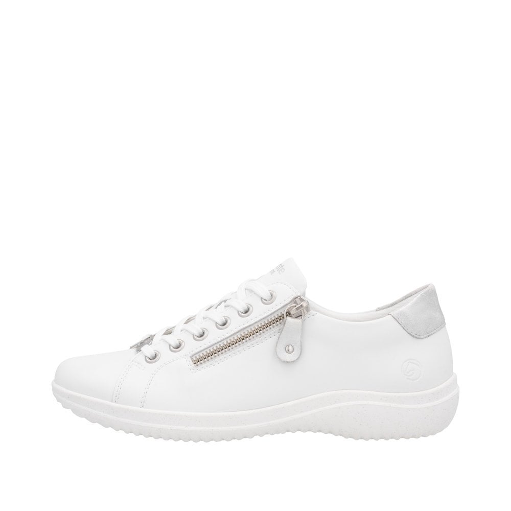 Remonte D1E03 Lace Up/ Zip Casual Shoe - White Combi - image 008 |ww_colour=white-combi|ww_order=008|