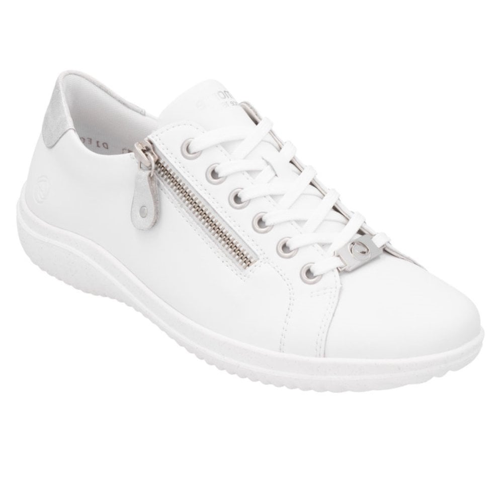 Remonte D1E03 Lace Up/ Zip Casual Shoe - White Combi - image 001 |ww_colour=white-combi|ww_order=001|