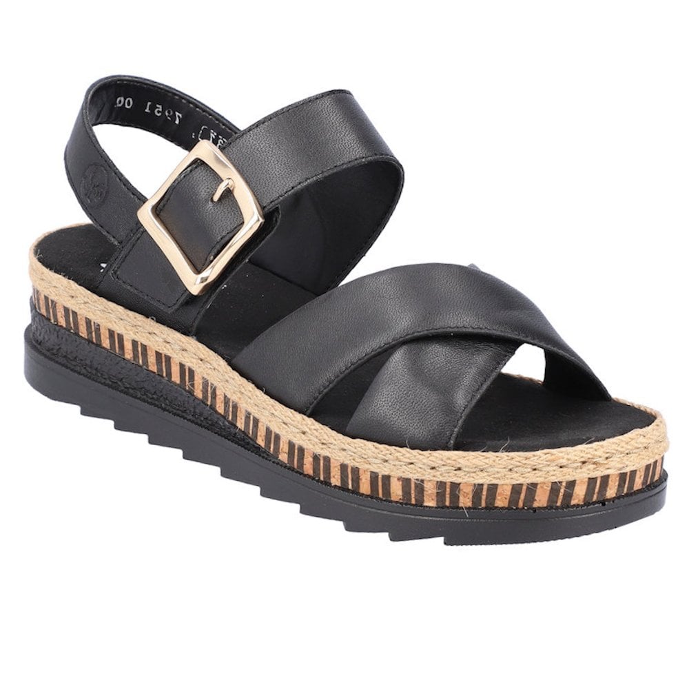 Rieker V7951 Wedge Sandal - Black - image 001 |ww_colour=black|ww_order=001|
