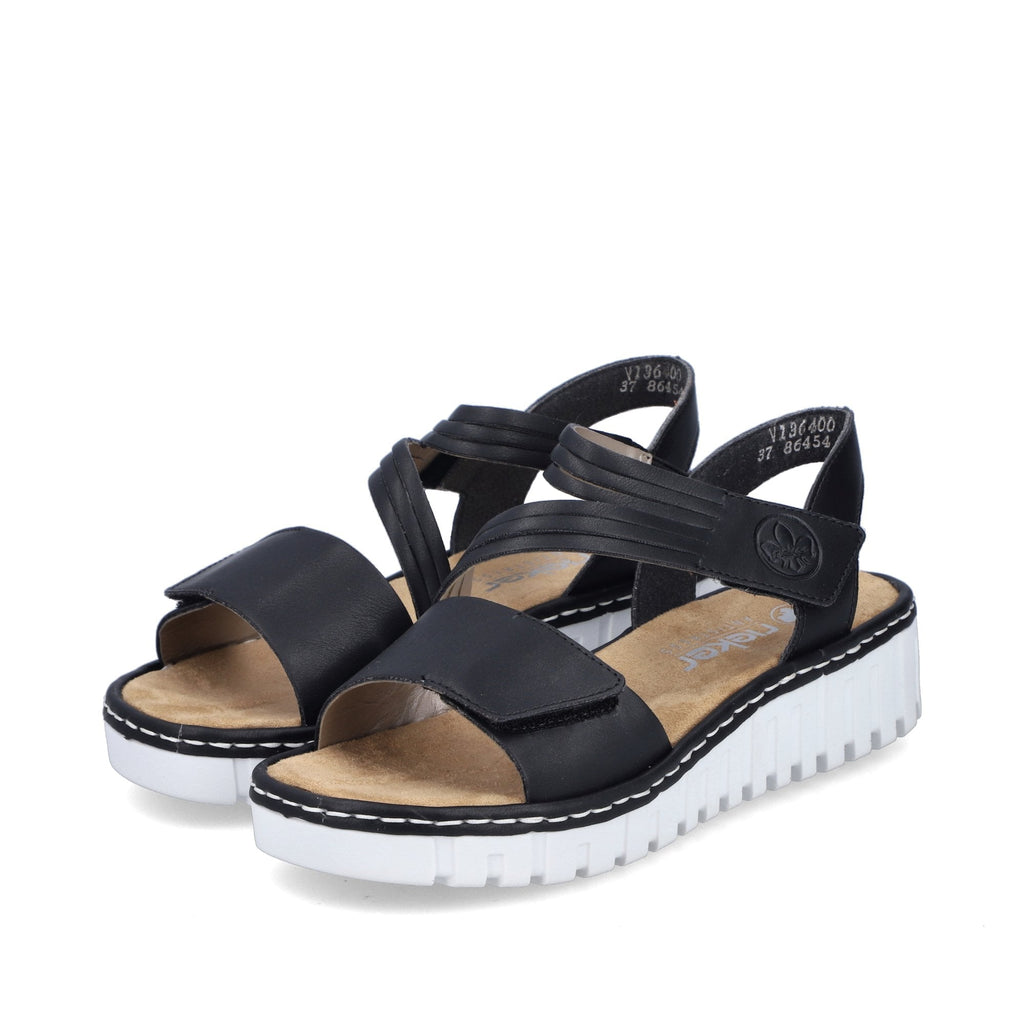 Rieker V1364 Double Strap Sandal - Black - image 002 |ww_colour=black|ww_order=002|