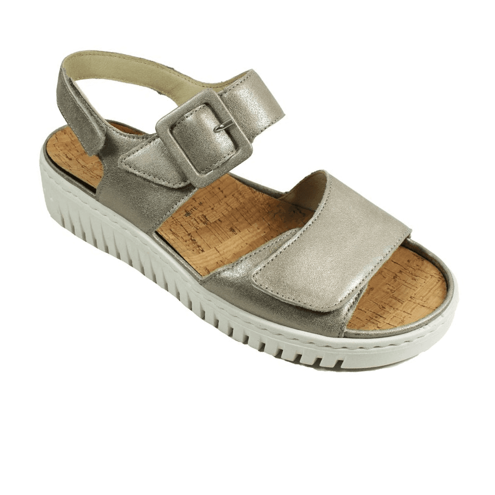 Waldlaufer 955004  Willow Leather Adjustable Wedge Sandal - Stone/Stein - image 001 |ww_colour=stone-stein|ww_order=001|