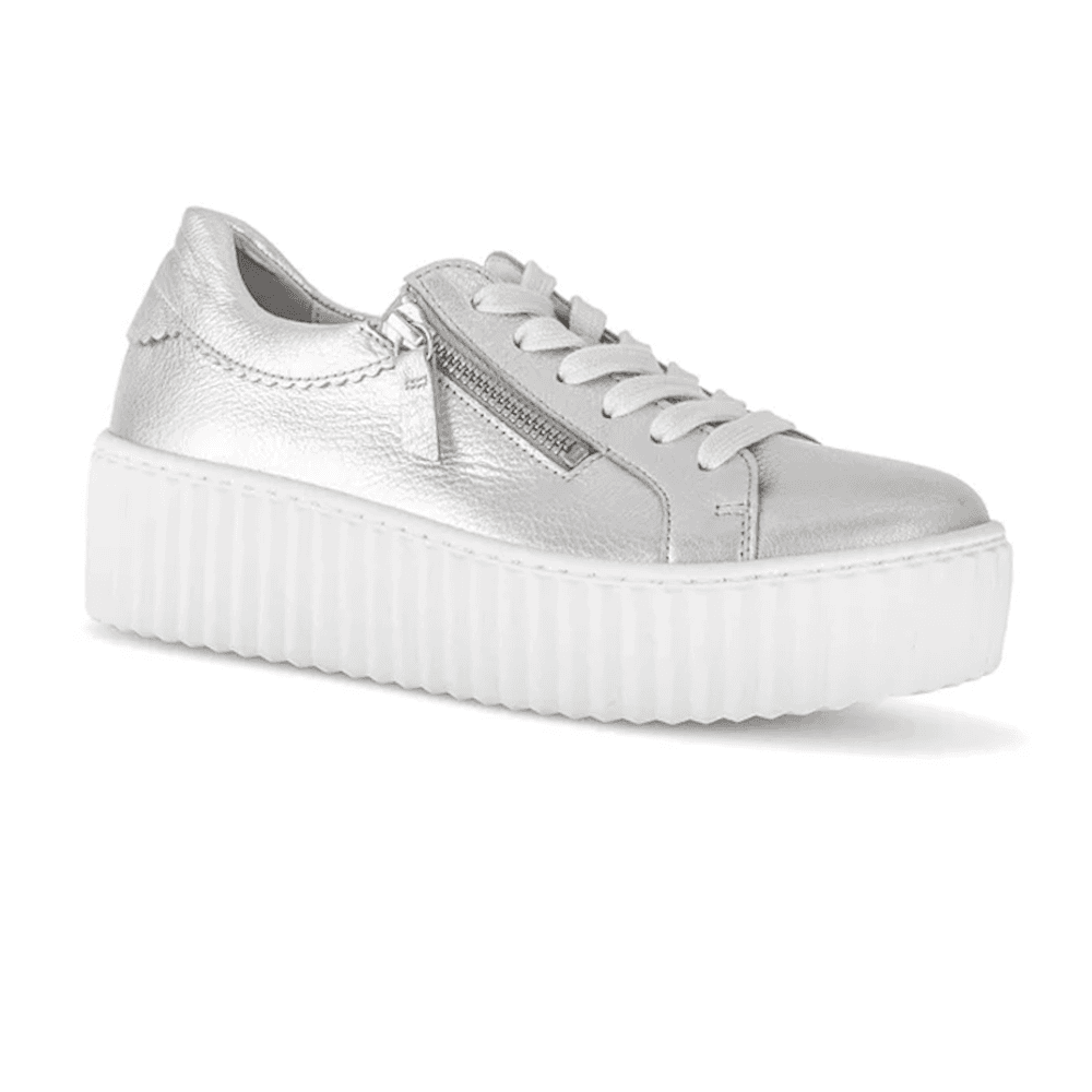 Gabor Dolly Lace/Zip Up Trainers - Silver - image 001 |ww_colour=silver|ww_order=001|
